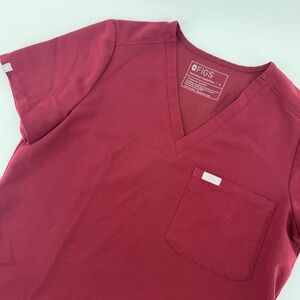 FIGS Technical Collection Catarina One-Pocket Scrub Top Burgundy PO 3096 Women S